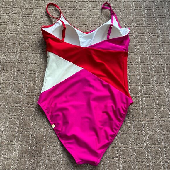 Summersalt Marina One Piece Swimsuit Women's 12 Red Pink Colorblock Adjustable - Picture 3 of 8